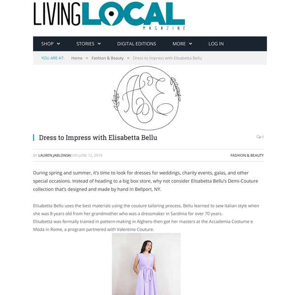 “Dress to impress” Elisabetta Bellu featured on Living Local Long Island magazine