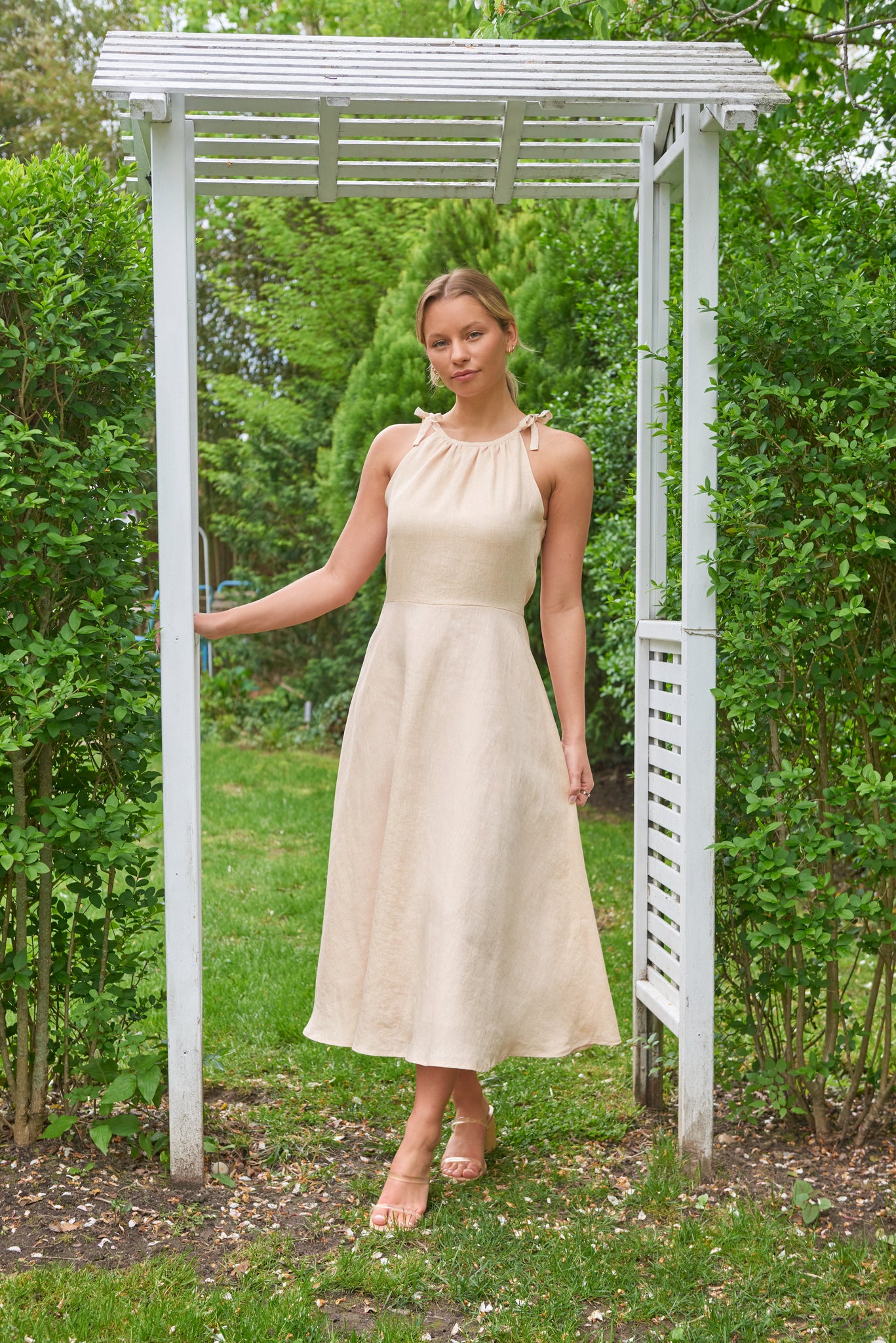 Camille - sand linen halter dress, unlined Elisabetta Bellu Camille - sand linen halter dress, unlined Elisabetta Bellu