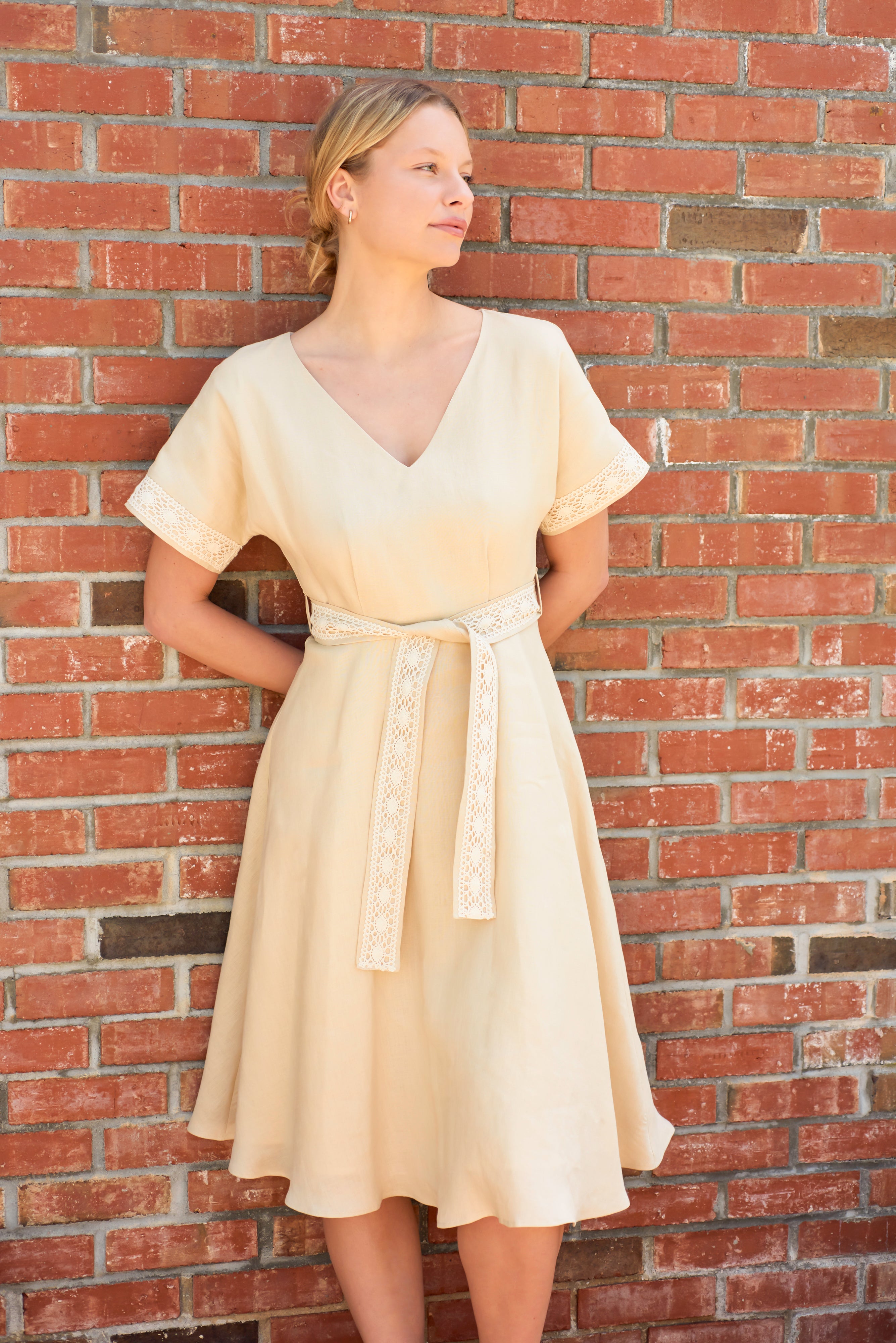 Elisabetta Bellu - Daisy - beige linen kimono dress