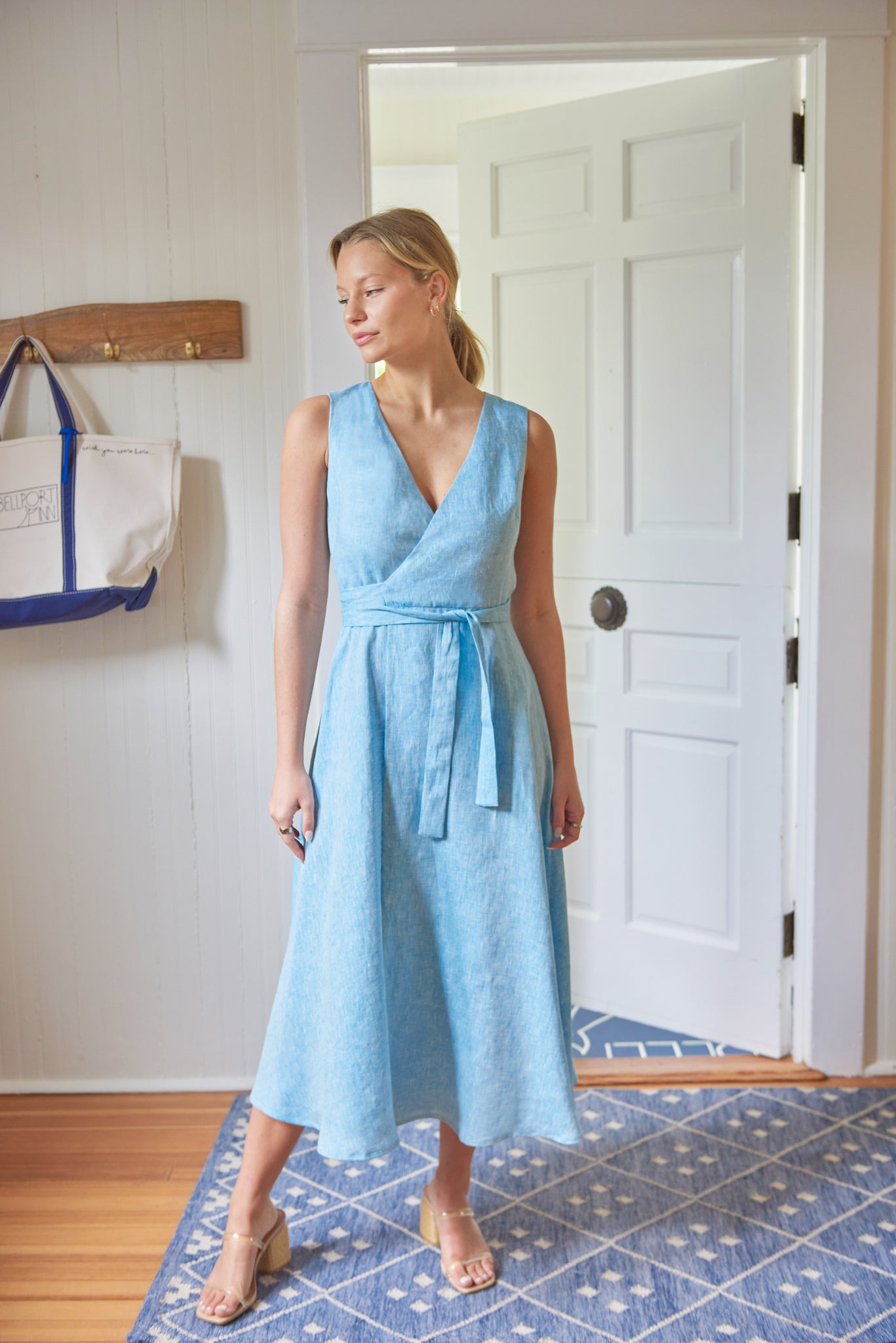 Josephine - blue linen wrap dress, unlined Elisabetta Bellu Josephine - blue linen wrap dress, unlined Elisabetta Bellu