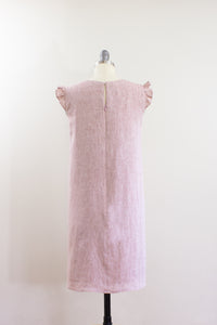 Elisabetta Bellu SS2020 Azalea handmade pink linen loose fit a line short dress ruffled armholes back