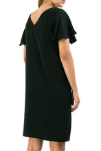 Elisabetta Bellu Alessandra black silk cocktail dress with fluted sleeves