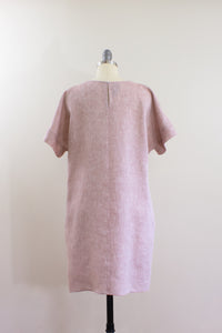 Elisabetta Bellu SS2020 Sandy handmade pink linen loose fit belted short kimono dress back
