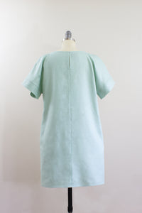 Elisabetta Bellu SS2020 Sandy handmade sage linen loose fit short kimono dress back