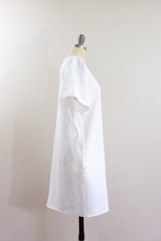 Elisabetta Bellu SS2020 Sandy handmade white linen loose fit belted short kimono dress side