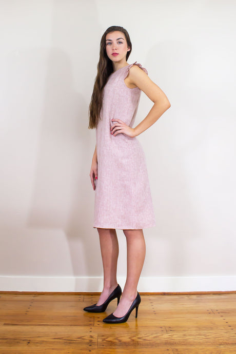 Elisabetta Bellu Dede linen a line dress rouche pastel pink front side